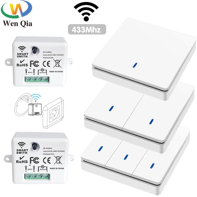Interrupteur intelligent sans fil 433Mhz RF 86, panneau mural avec télécommande, Mini relais récepteur 220V, ventilateur de lampe pour la maison