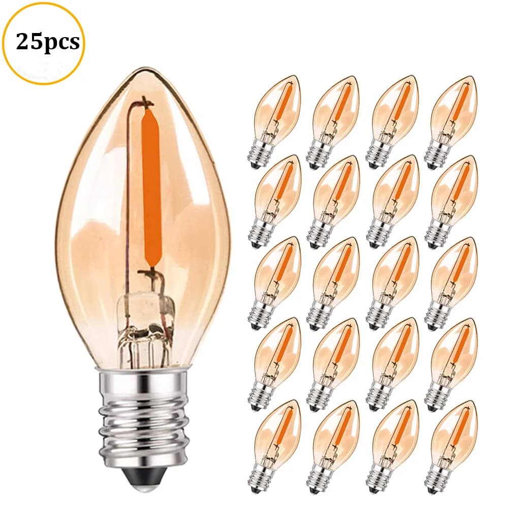 Ampoules LED décoratives C7 pour lustre, culot E12 E14, 0,5 Watt, mini ampoule bougie pour fête, verre ambré 2200K