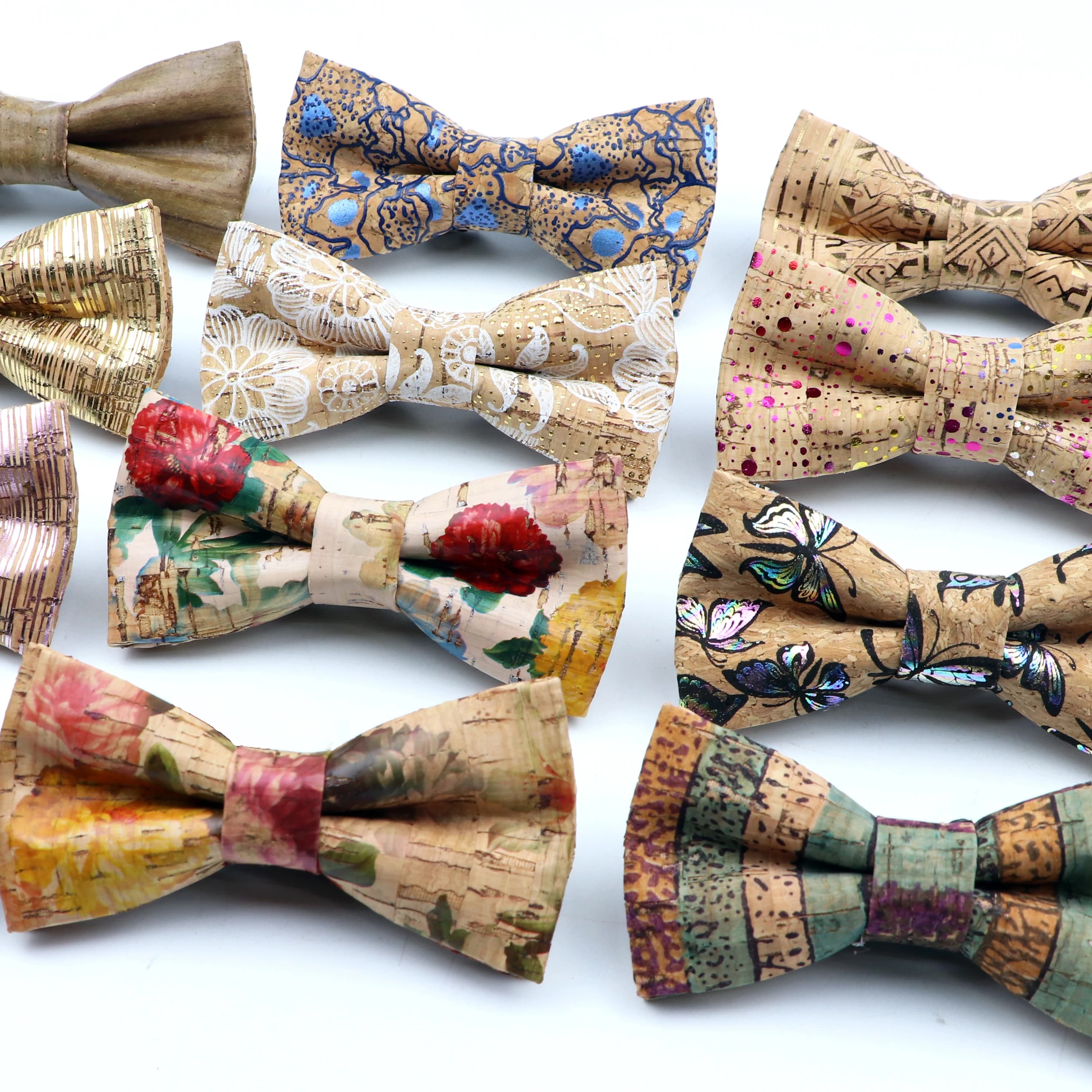 Nouveaux nœuds papillon en bois de liège à fleurs pour hommes femmes enfants mariage décontracté cadeau de fête mode nouveauté à la main solide noeud papillon accessoires