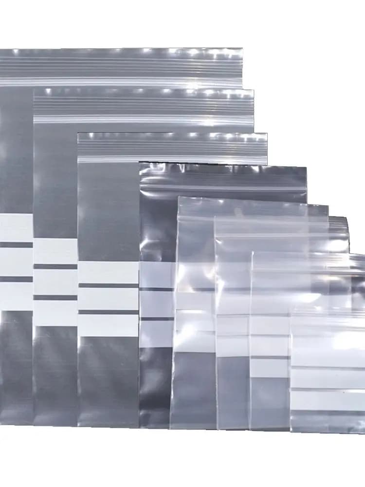 Sac en plastique transparent à fermeture éclair, 100 pièces, avec ligne inscriptible, joint auto-agrip, refermable, réutilisable, pour aliments, bonbons, collations, paquet de stockage