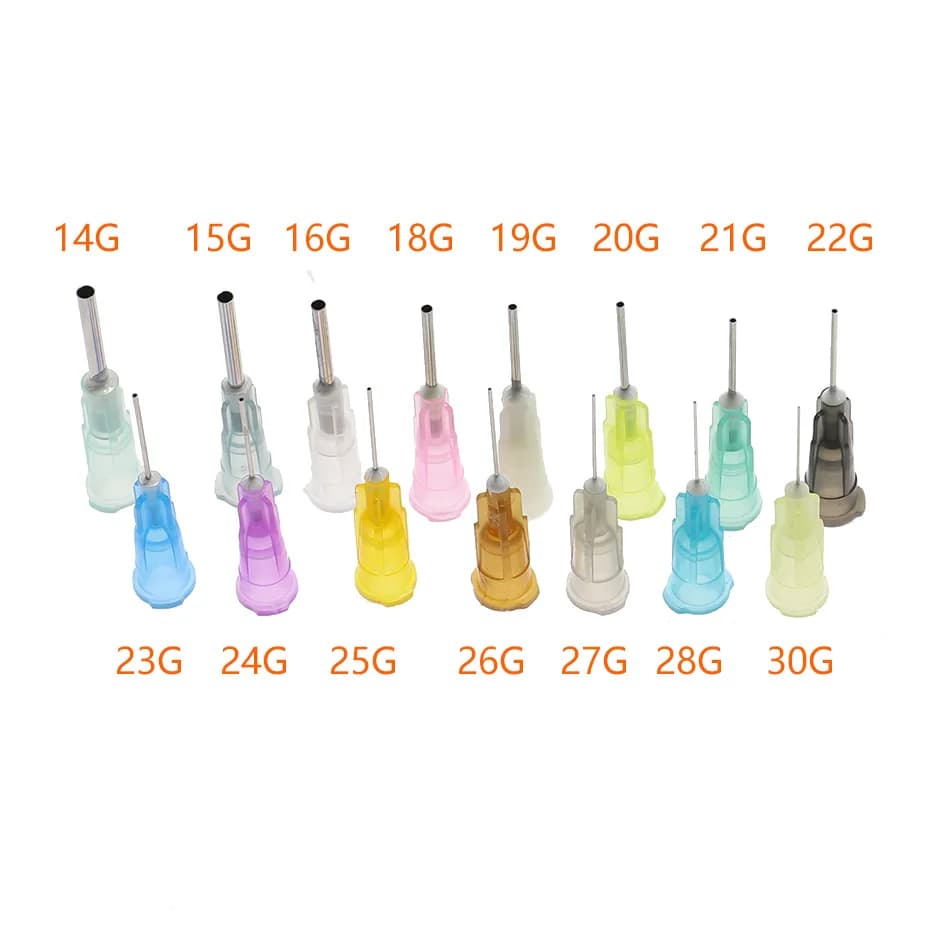 Distributeur de seringues liquide de précision droites, 50 pièces, pointes d'aiguilles 14/15/16/18/19/20/21/22/23/24/25/26/27/28/30G