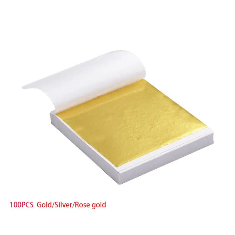 Feuilles de papier pratiques pour artisanat d'art, 100 pièces, feuilles d'or pur brillant, argent, or Rose, pour dorure, décoration de fête artisanale DIY