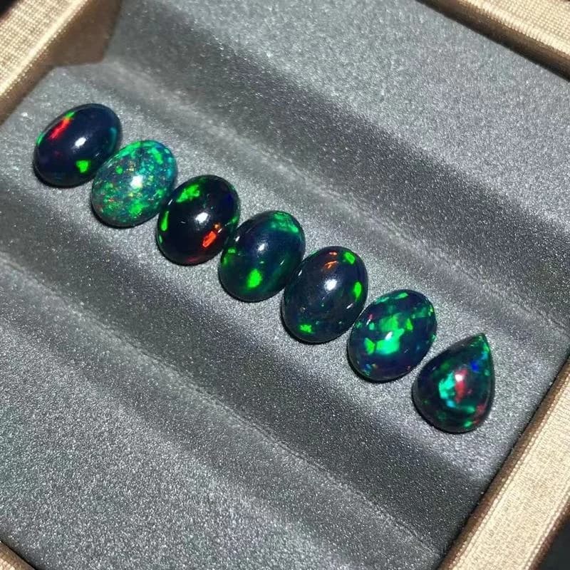Pierres Précieuses Noires en Opale de Forme Ovale, Base Plate, Naturelles, 6x8mm, pour Bijoux de Direction, DIY, Fierté, Charbon