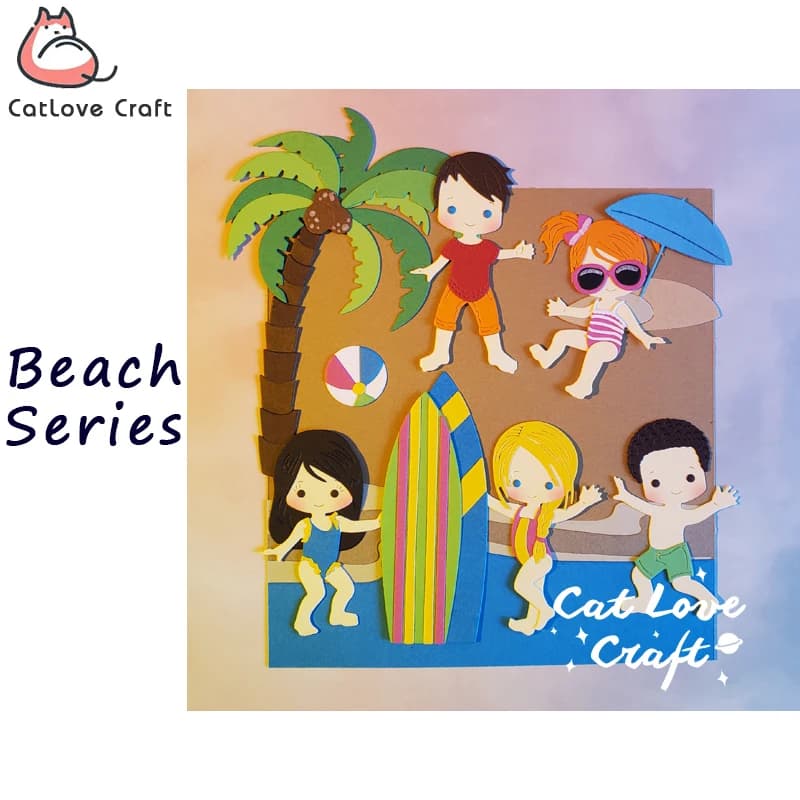 Catlove été plage série matrices de découpe en métal Scrapbooking pochoir découpes fabrication de cartes bricolage artisanat gaufrage nouveaux matrices pour 2021