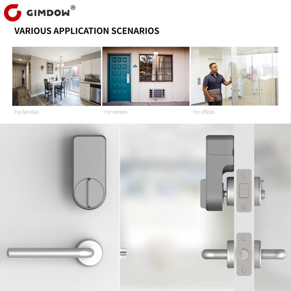 GIMDOW-Tuya Smart Lock, Mot de passe numérique, Compatible Bluetooth, Installation d'autocollants intelligents, Hôtel, Appartement