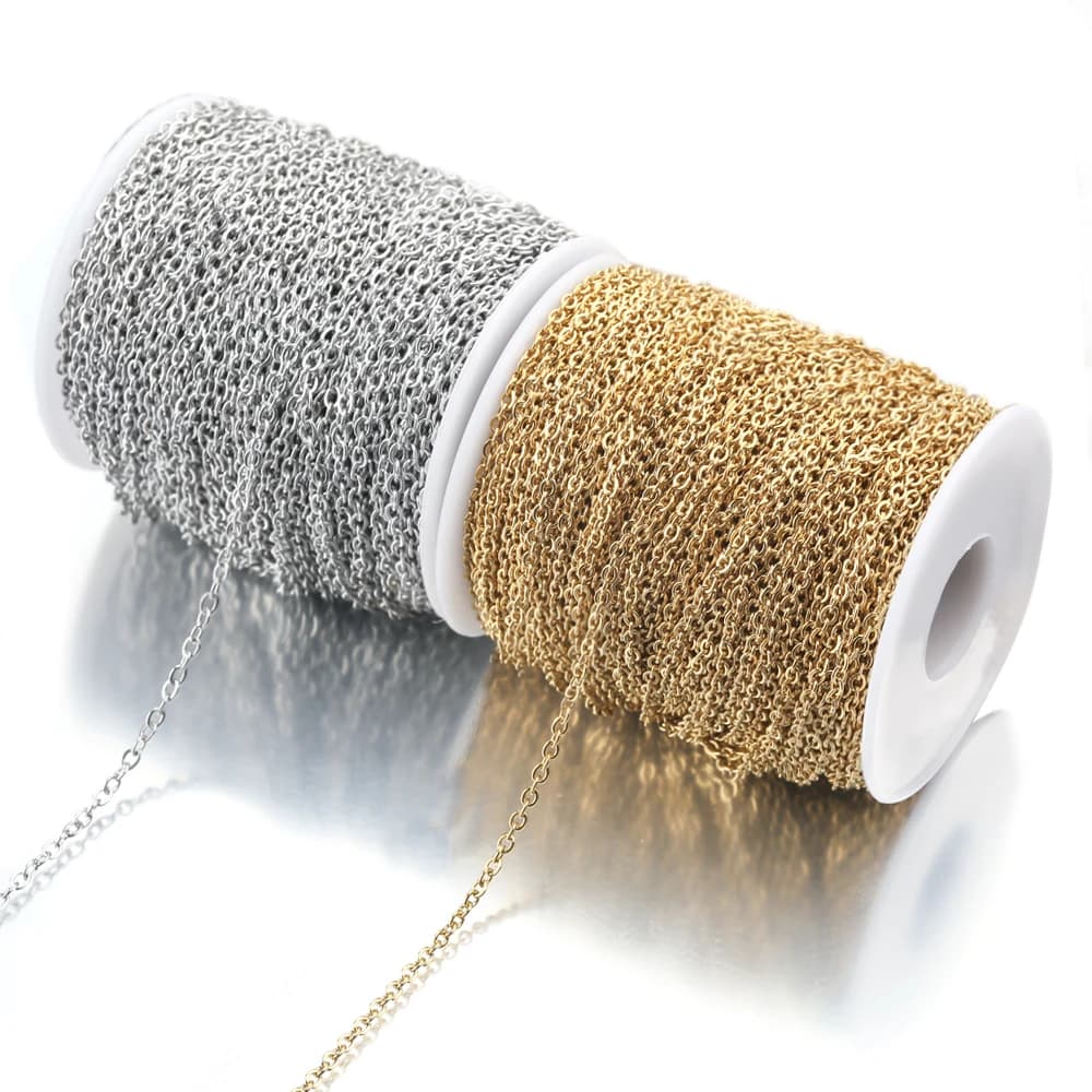 Lot de 2m de lien cubique plaqué or en acier inoxydable, accessoires pour bijoux, bricolage, bracelets faits à la main, collier exécutif