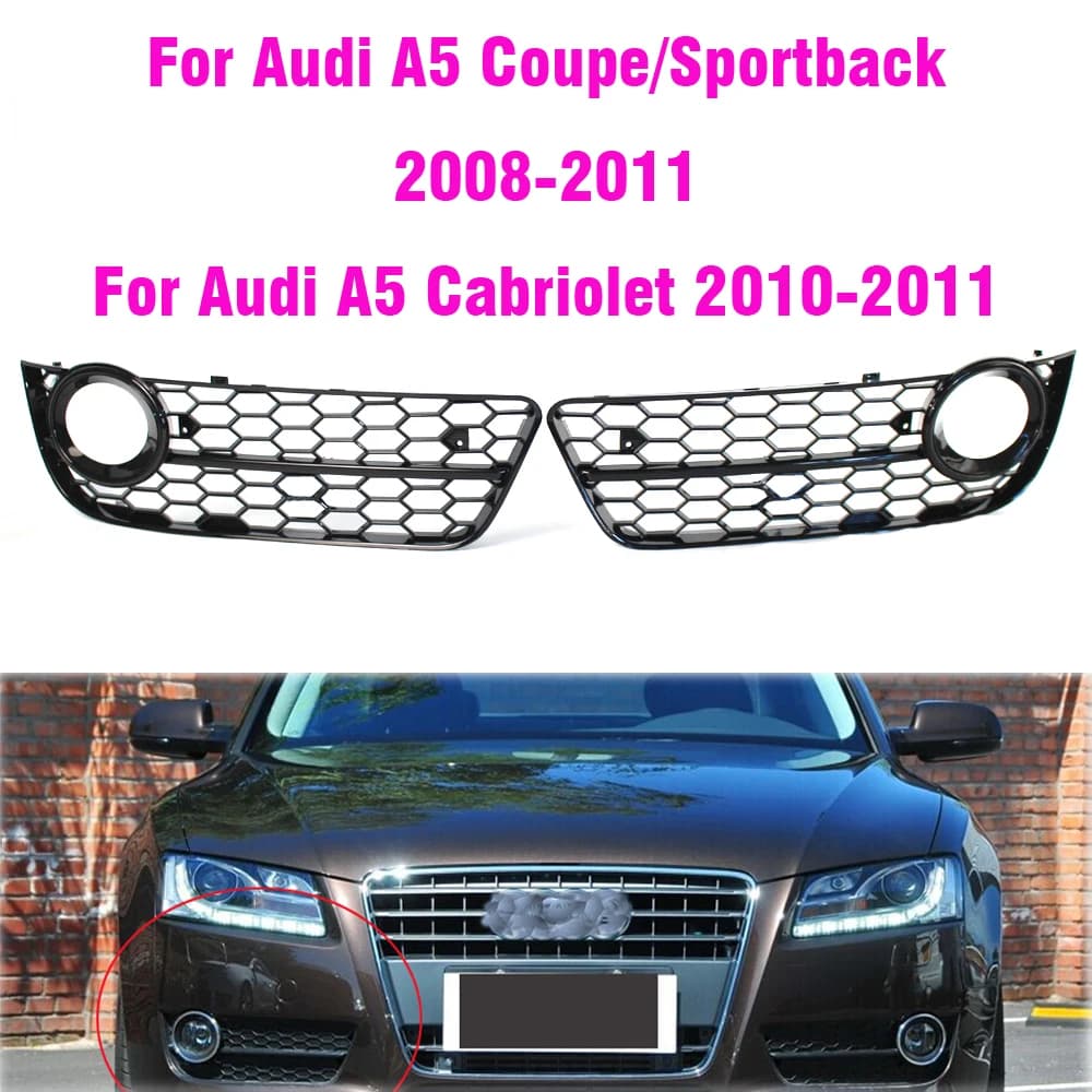 Calandre de phare antibrouillard pour pare-choc avant de voiture, couverture en maille nid d'abeille hexagonale pour Audi A5 coupé/Sportback 2008 – 2011 Cabriolet 2010-2011