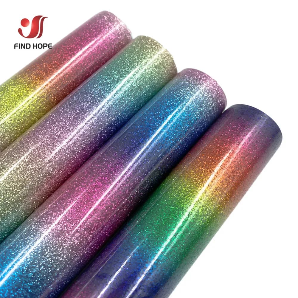 Vinyle thermocollant HTV artisanal à paillettes arc-en-ciel pour transfert à chaud sur vêtements, t-shirts, décoration pour découpe avec Silhouette Cameo