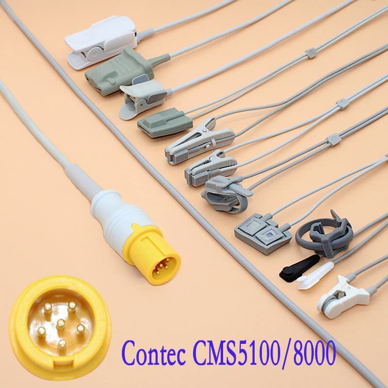 Pour Contec CMS 5100 8000 moniteur Patient câble de capteur Spo2 numérique, sonde d'oxymètre de pouls doigt/oreille 6 broches 3m.