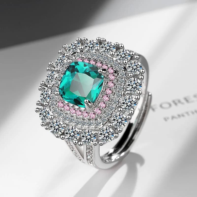 Bague de mariage en argent véritable pour femmes, bijou de grande pierre verte, anneau minimaliste, sculpture, S925