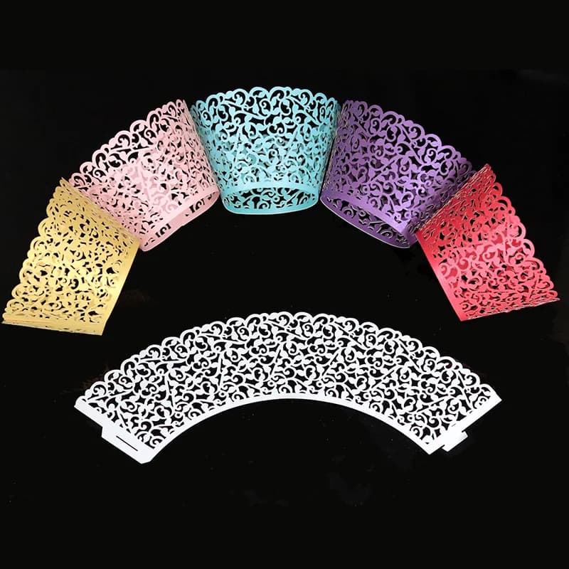 Moules à gâteau Chi en dentelle découpées au laser, décoration de fête de mariage, bricolage, emballage de gâteau Chi, décoration de gâteau faite à la main, baby shower, 50 pièces