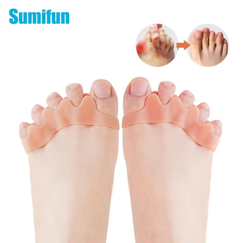 Séparateur d'orteils en Gel de Silicone, 2 pièces, 5 trous, Hallux Valgus, protecteur orthopédique, correcteur de pouce, entretoises, soulagement d'oignon, outils de soins des pieds