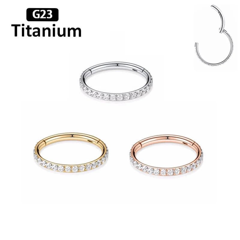 1 pièce Anneau de piercing en titane G23 avec pierre CZ, petit anneau ouvert pour septum, nez, hélix, lobe, lèvre, oreille, bijoux corporels