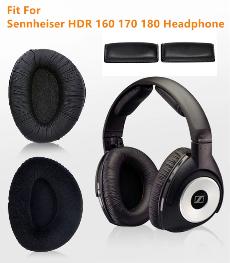 Coussinets d'oreille de remplacement avec bandeau, protège-oreilles pour casque Sennheiser RS110 RS160 RS170 RS180 HDR160 HDR170 HDR180