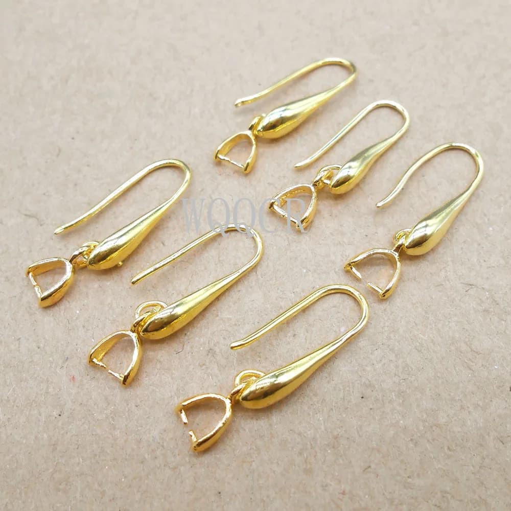 Boucles d'oreilles à crochet d'oreille pour femmes, 10 pièces, argent 925 véritable or 18K, surface lisse, Base vierge, accessoire de résultats de fabrication de bijoux à faire soi-même