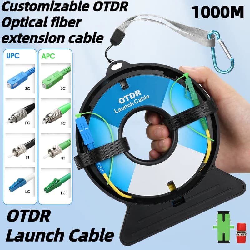 Câble de lancement OTDR monomode 1000M SC/FC/ST/LC(UPC/APC), rallonge AUA-2 OTDR, éliminateur de Zone morte OTDR, anneau en Fiber