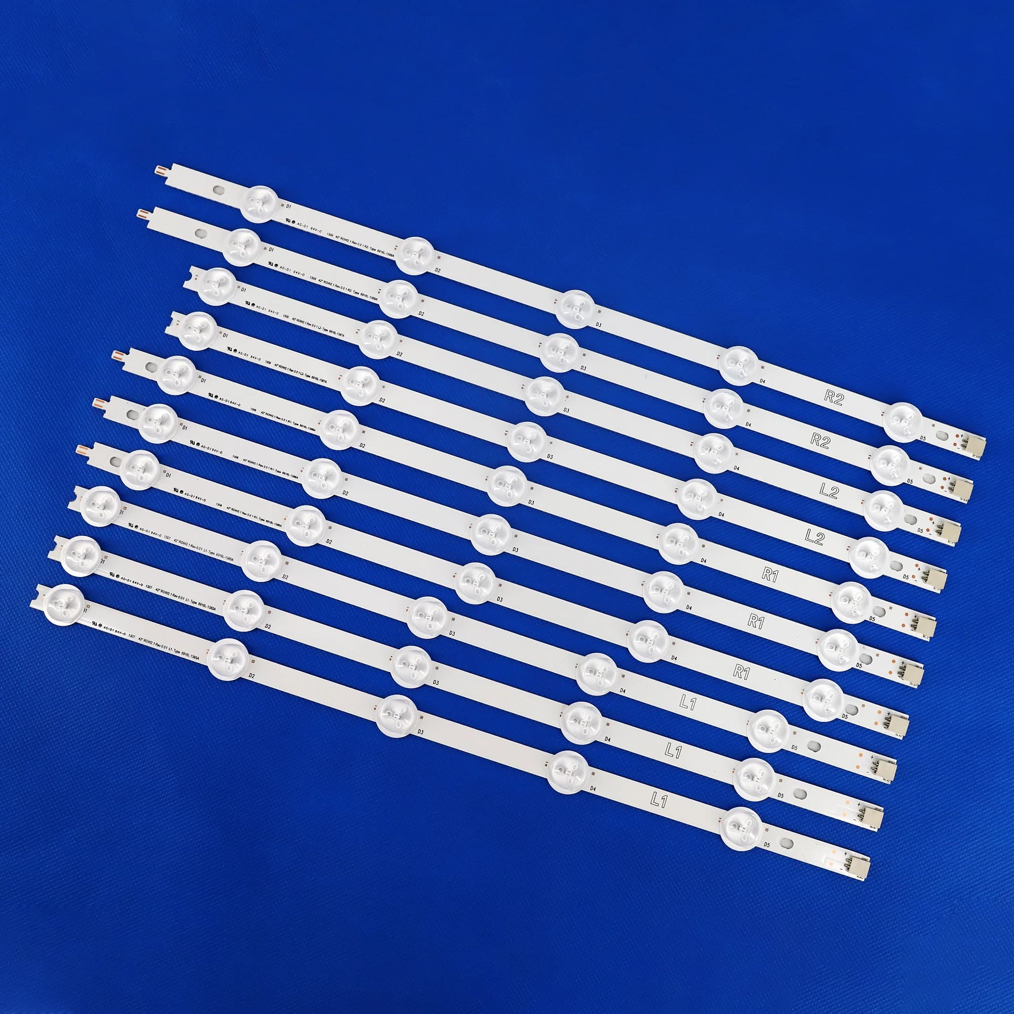 Bandes LED pour LG, 42LA620S, 42LN570S, 42 ", ROW2.1, REV0.0, 6916L-1214A, 6916L-1215A, 6916L-1216A, 6916L-1217A, 10 pièces