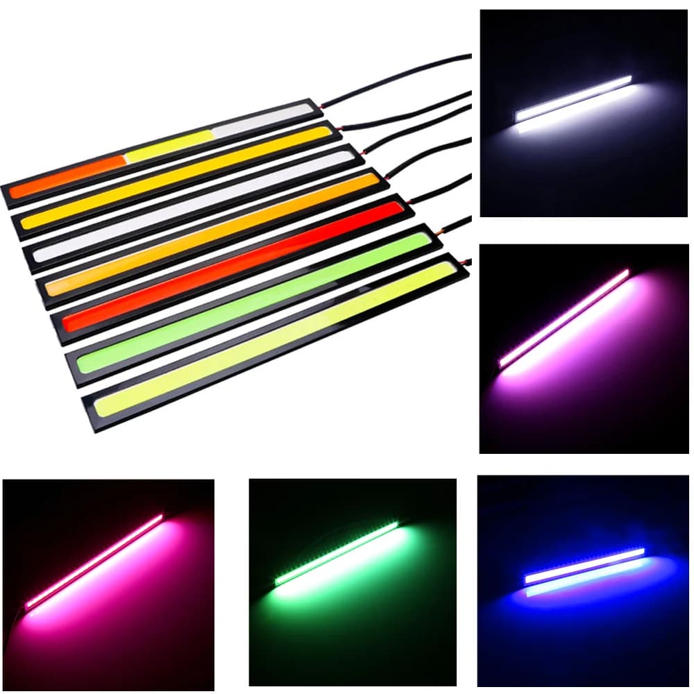 Bande lumineuse LED universelle pour véhicule, COB, voiture, DRL automatique, feux diurnes, style étanche externe, 12V, 17cm, 4x