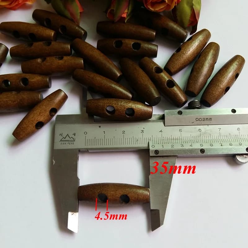 Lot de 30 boutons à bascule en bois d'olive, 35mm x 11mm, pour manteau à vent, accessoires de couture, pardessus