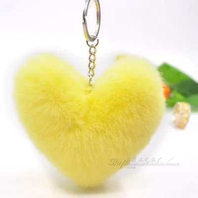 Porte-clés pompon moelleux pour femme, forme de cœur doux, fausse clé de lapin JOBall, accessoires de sac de voiture, porte-clés, cadeaux