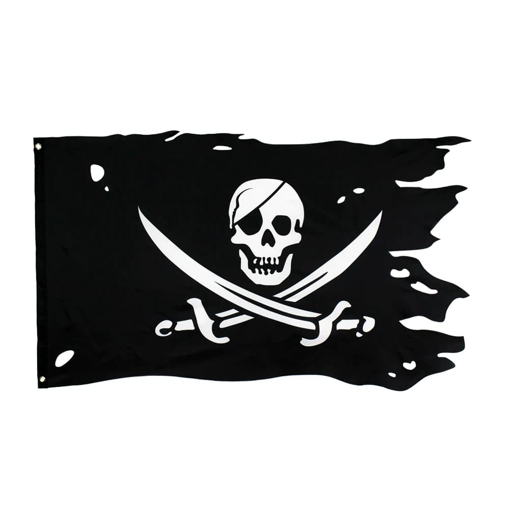 FLAGCORE-Double Crâne Cassé avec Couteau, Sensation 7,5 ate, Jack Rackham, Jolly Roger, Sensation pour Décoration, 3x5Fts, 90x150cm