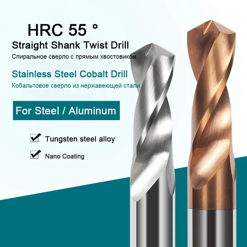 Foret hélicoïdal en alliage de carbure de tungstène, acier inoxydable asile alt, poignée droite, foret monolithique solide, machine de tour CNC, 1PC