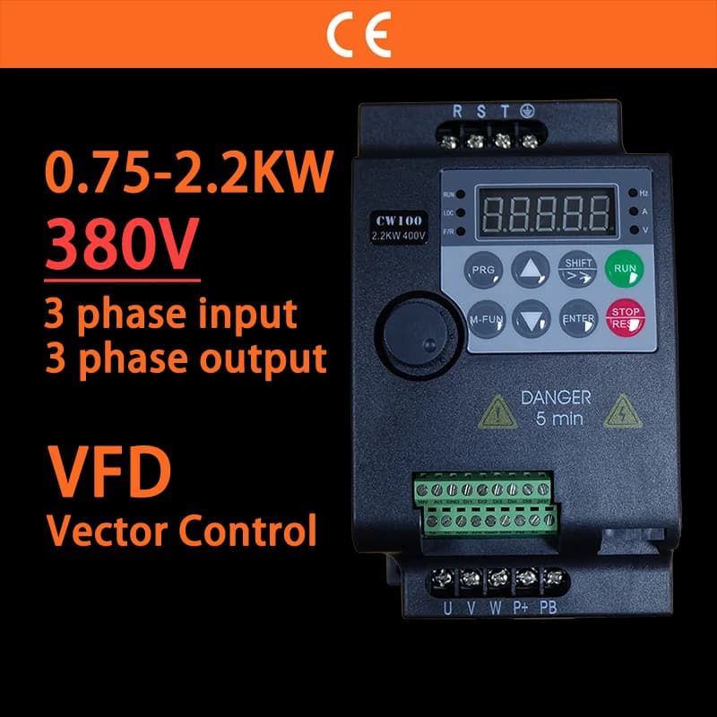 Convertisseur d'entraînement à fréquence Variable économique, 0,75 kw/1,5 kw/2,2 kw, 1/2/3HP, 380V, VFD, contrôle vectoriel de vitesse du moteur, petit onduleur