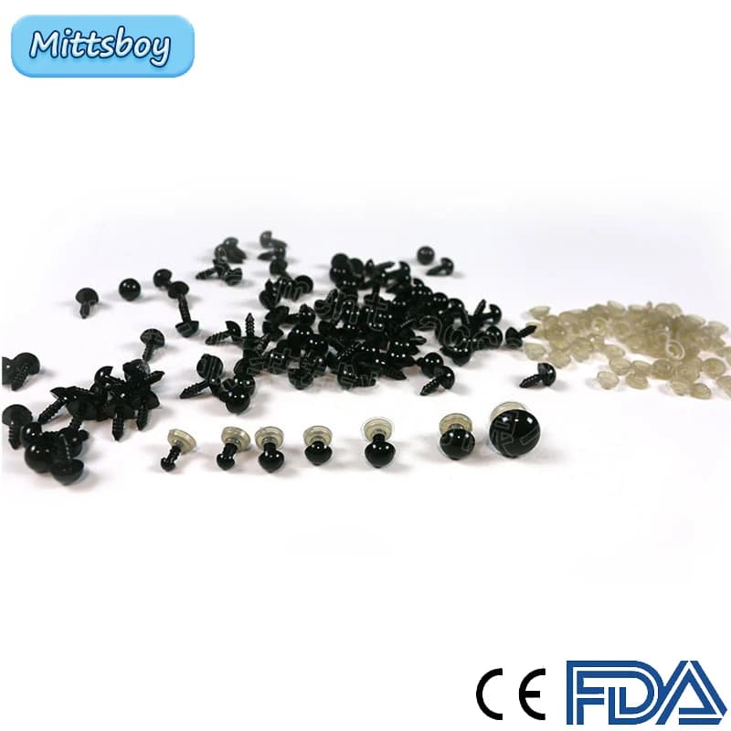 100 pièces/sac bricolage poupée jouet yeux jouet cacao vis noir haricot nez rond noir champignon yeux aiguille feutrage pour ours en peluche poupées jouet