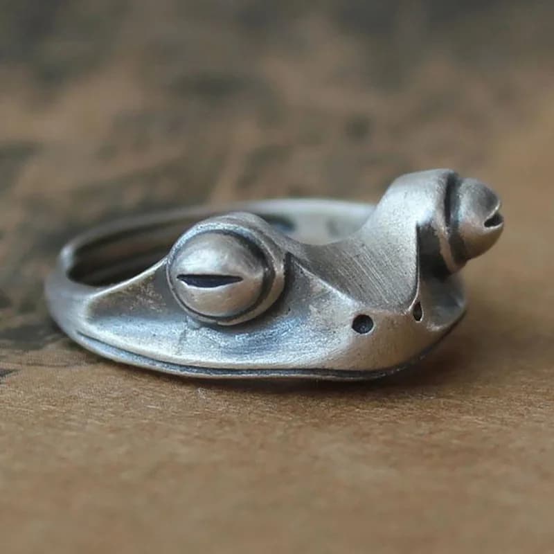 Bagues en forme de grenouille pour femmes et hommes, design artistique, rétro, ouverture réglable, bagues unisexes, couleur argent, cadeau