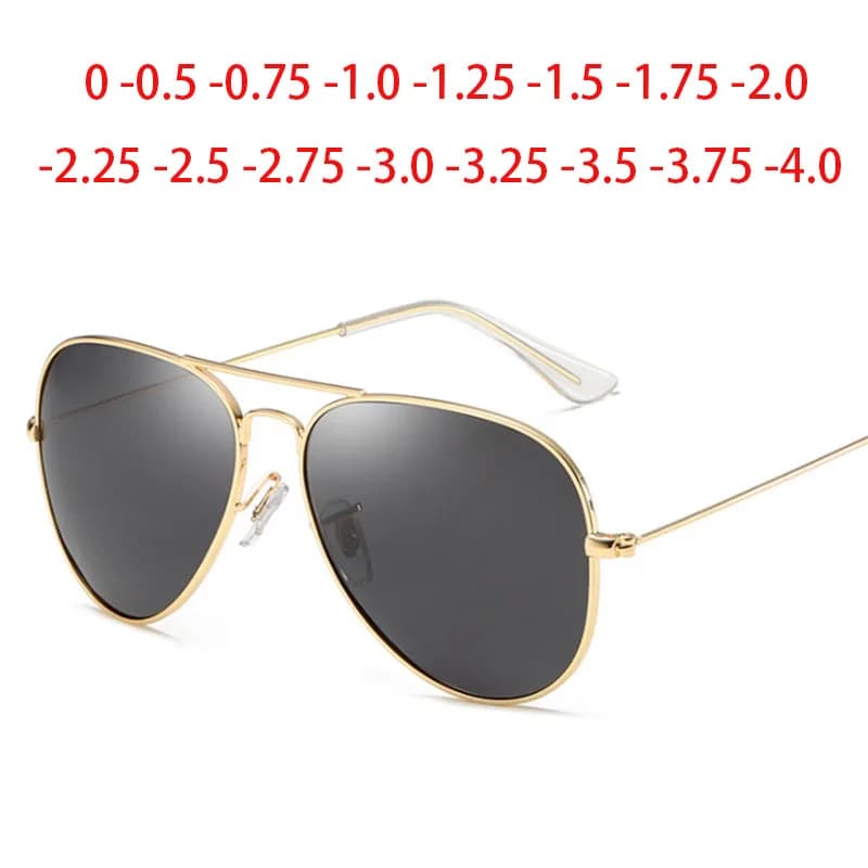 Lunettes de soleil pilote en métal pour femmes/hommes, lunettes de Prescription polarisées classiques 0 -0.5 -0.75 -1.0 -1.25 -2.0 -2.5 -3.0 -4.0