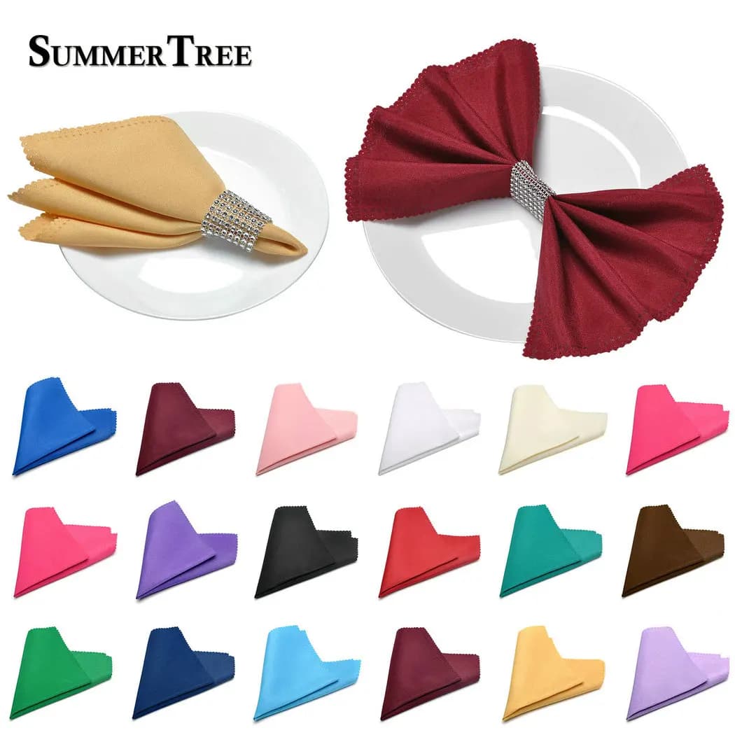 20 serviettes en lin polyester, carrées, 12 x 12 pouces, pour dîner, mariage, fête, maison, hôtel, banquet, décoration