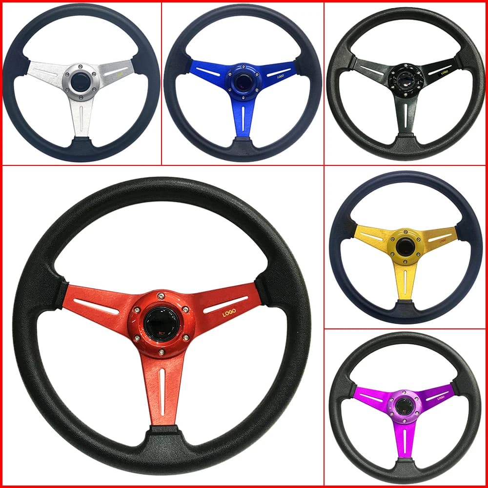 Volants universels de course de rallye de dérive en PU, volant de sport de voiture, plusieurs couleurs, rouge, bleu, noir, jaune, etc, 14 ", 345mm