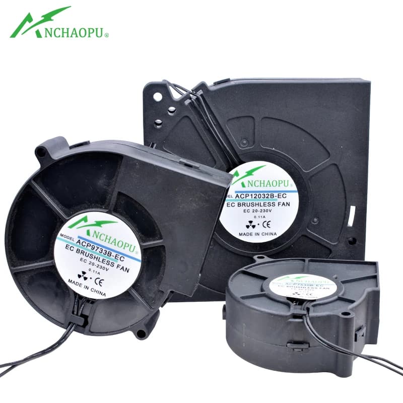 Ventilateur soufflant EC sans balais 75mm 97mm 120mm, ventilateur de refroidissement turbo DC20V AC110V 120V 220V 240V à roulement à billes pour armoires
