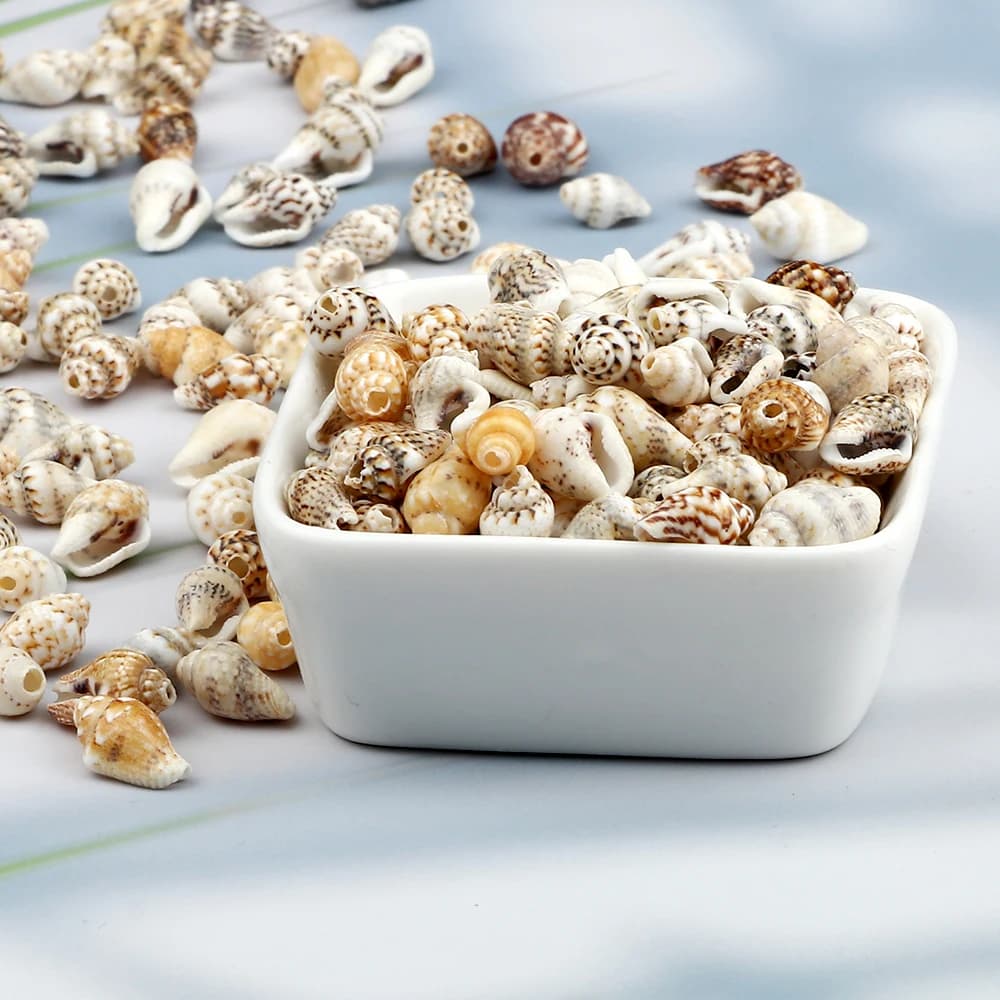 Accessoires d'escargot de mer naturel avec trous, petites perles de conque pour femmes, pièces de bijoux à bricoler soi-même, breloque, Bracelet bohème, collier, vente en gros