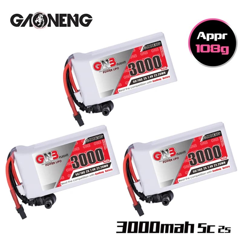 1/2/3/4/5PCS GNB 2S 7.4V Batterie Lipo 3000MAH 5C/10C pour lunettes Fatshark Dominator Skyzone Aomway FPV Goggles RC Drone
