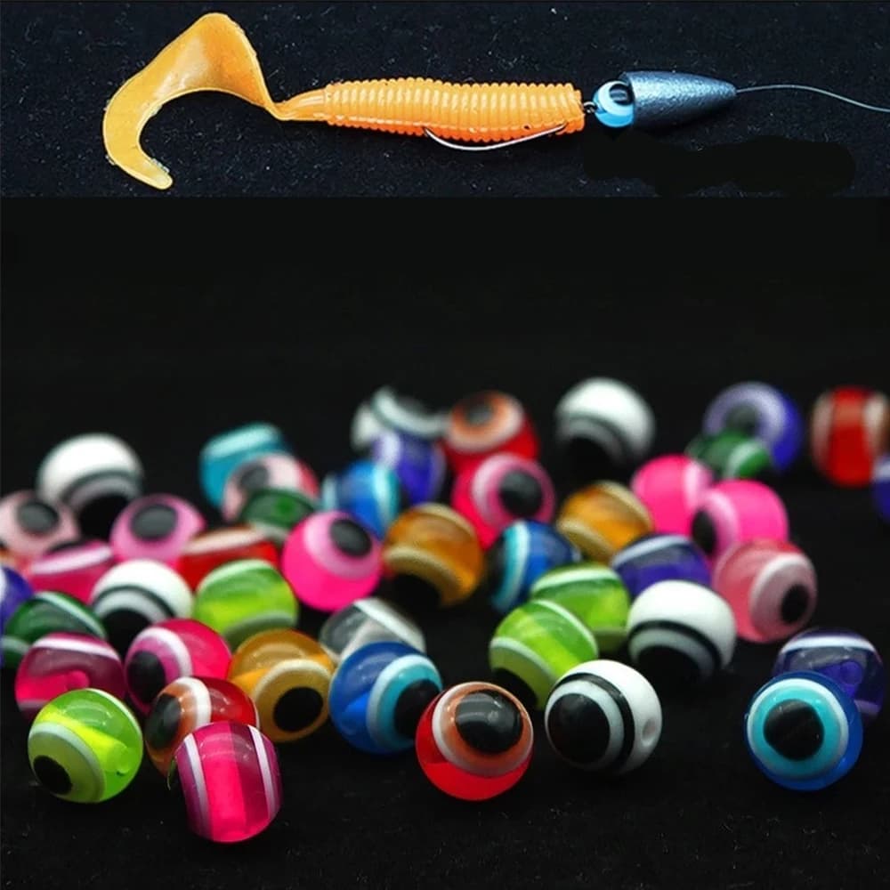 Perles de pêche œil de poisson lumineuses, 50/60/100 pièces 4/5/6/8/10/12mm, matériel de pêche du bar, Kit de bricolage