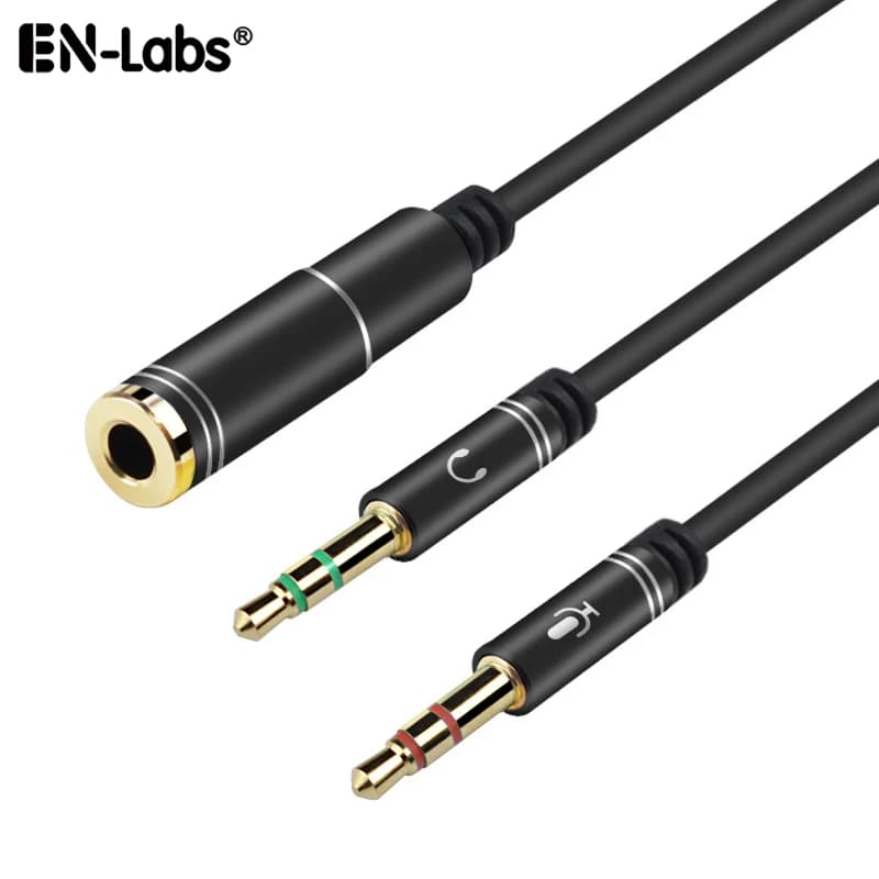 Câble adaptateur répartiteur en Y pour casque et microphone 3,5 mm, prise audio stéréo et microphone 3,5 mm vers casque et écouteurs à 4 pôles