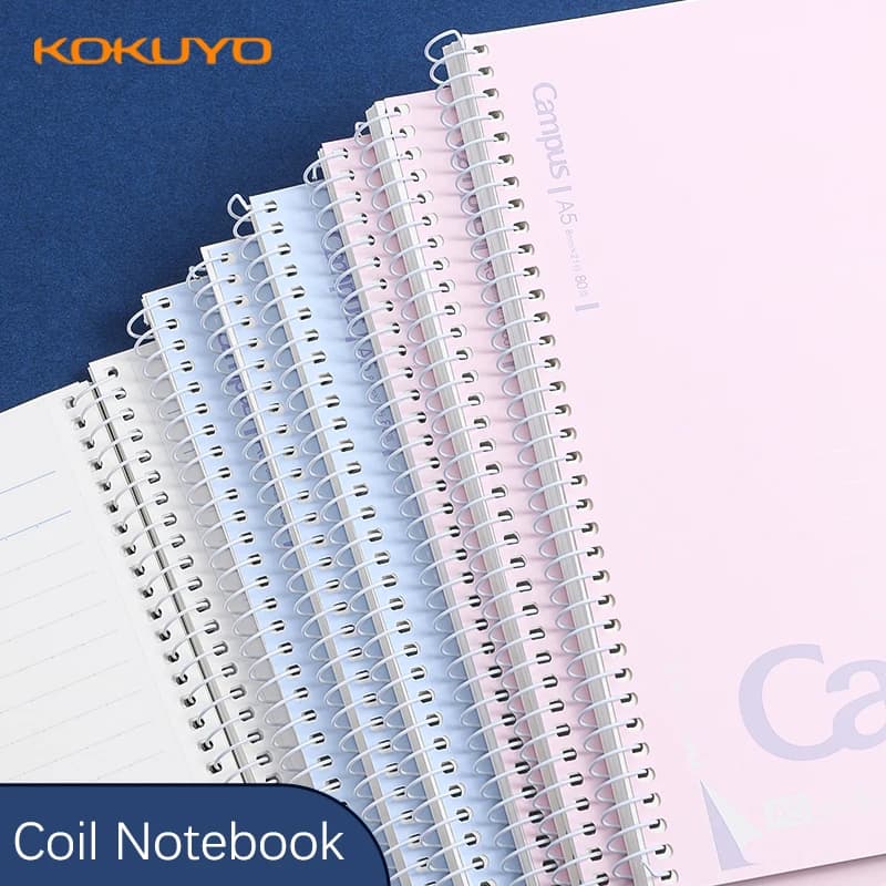 KOKUYO – cahier spirale A5 B6, 2 pièces, cahier à spirale, ligne à points, carré, papier quadrillé, Journal, brouillon, papeterie fournitures scolaires