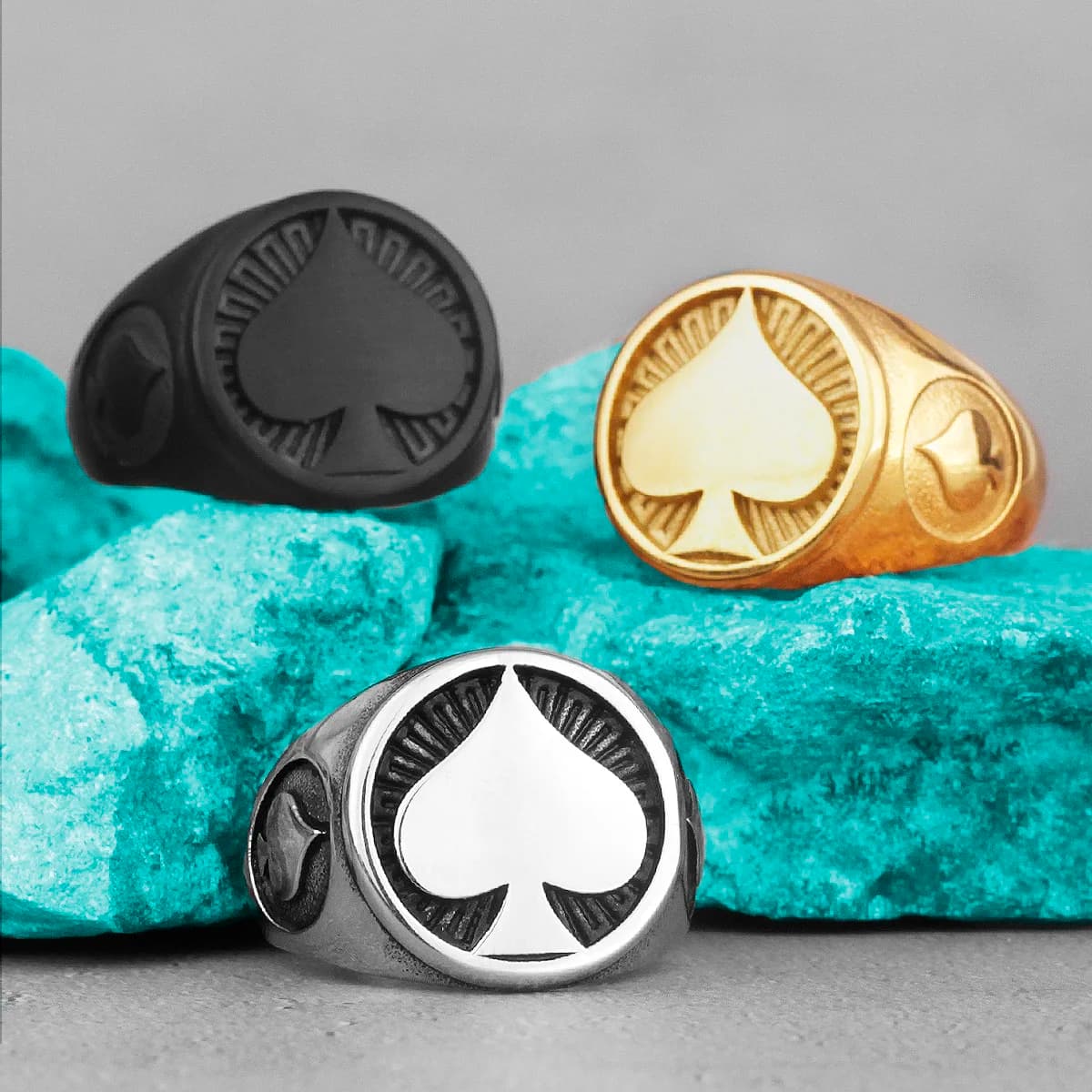 Bagues de Poker en acier inoxydable pour hommes, bonne chance, Punk Hip Hop, uniques pour homme, petit ami, motard, bijoux, cadeau créatif, vente en gros