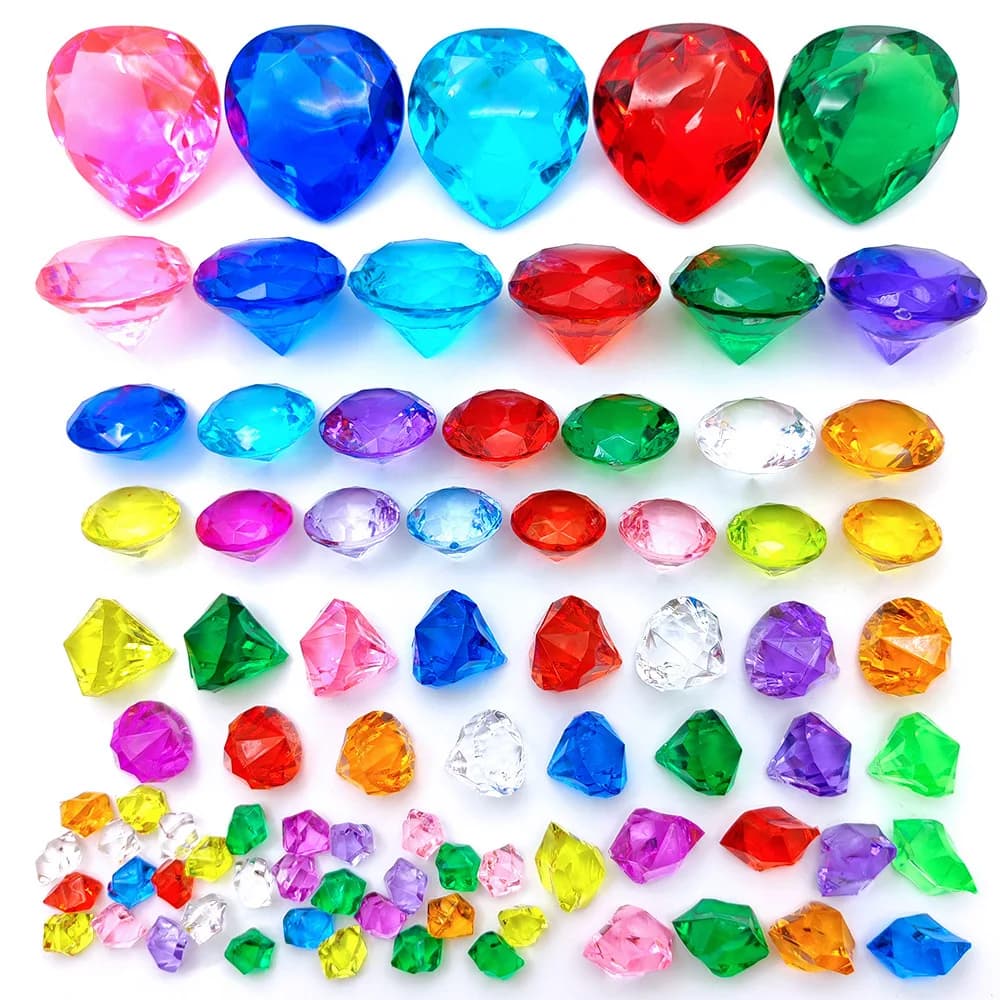 Coffre au trésor en Faux diamant 1-4cm, 10 pièces, pierres précieuses en cristal acrylique Pirate, accessoires de photographie, jouet, bricolage, artisanat d'art, cadeaux de décoration