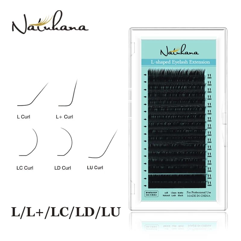 NATUHANA Faux Cils en Grappes Mixtes 8-15 Individuels Noir Mat PBT Courbure L LC LD LU Cils Synthétiques en Grappes
