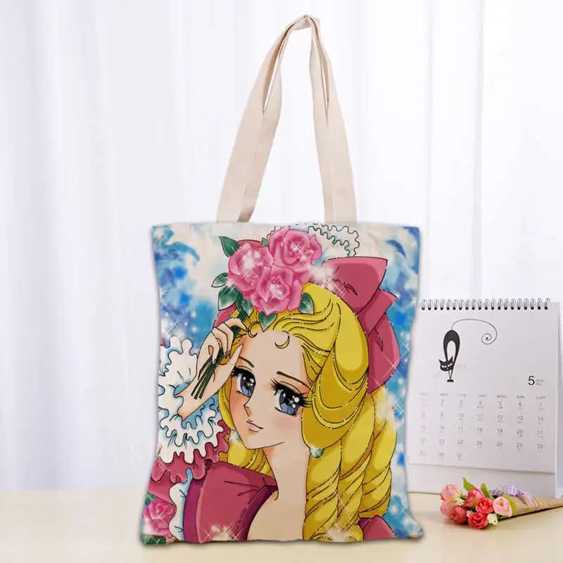 The Rose of Versailles Sac fourre-tout populaire pliable sac à provisions réutilisable Eco grand unisexe toile tissu sac à bandoulière fourre-tout 0406