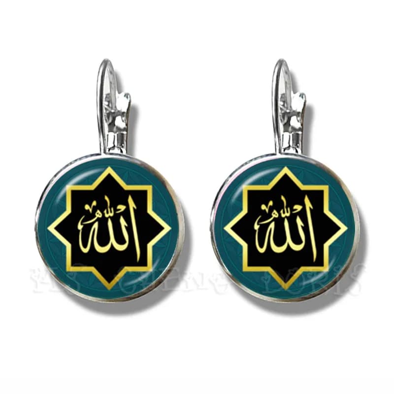 Boucles d'oreilles pour femmes et filles, bijoux musulmans, fait à la main, dôme en verre, Cabochon, breloque religieux, cadeaux du Ramadan, 16mm