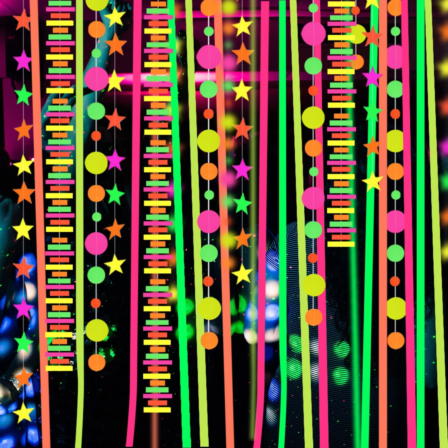 Guirlandes de fête UV, banderole néon Shoous, lumière noire, lueur réactive dans la nuit, anniversaire d'enfant, décor de fête de mariage structurels ent