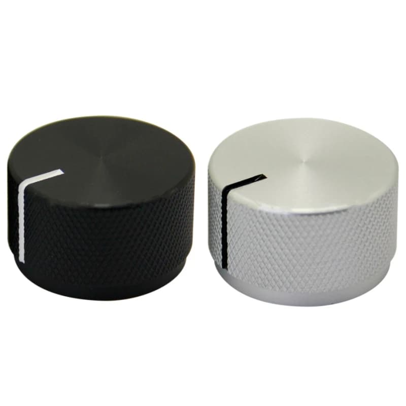 Bouton de potentiomètre électronique rotatif en aluminium pour axe de 6 mm de diamètre, bouton de contrôle du volume 30 x 18 mm (Dia x Hauteur)