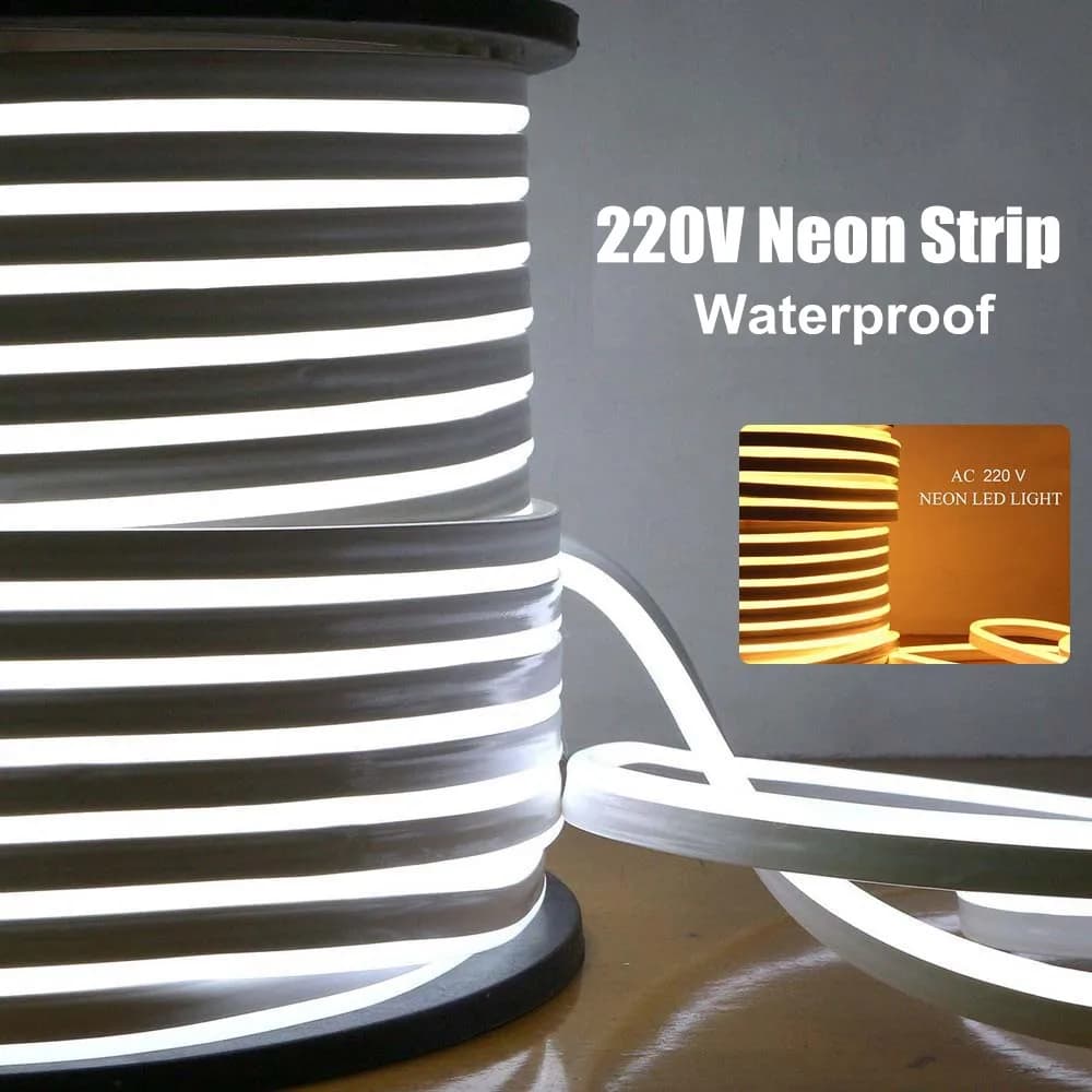 Bande néon LED Flexible, 220V, étanche, blanc/blanc chaud, 2835, 120 diodes/m, pour décoration extérieure de jardin