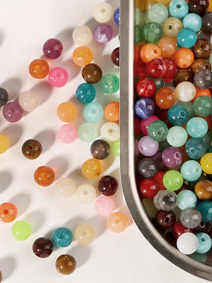 100 pièces/50 pièces 6/8/10mm multicolore acrylique nuages perles effet perles rondes pour collier à faire soi-même Bracelet fabrication de bijoux accessoires
