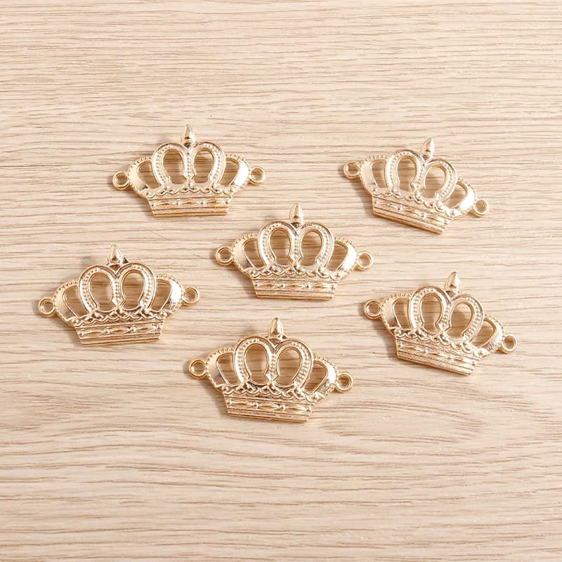 Connecteur de Breloques de Couronne en Or de 33x20mm, Accessoires pour Bracelets, Colliers de la raq, Bijoux de Bricolage, Artisanat Fait à la Main, 10 Pièces