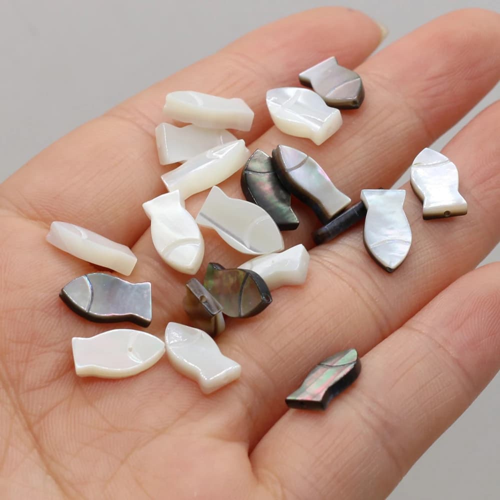 5 pièces de perles de coquillage naturel de vadrouille blanche en forme de poisson, breloques en nacre pour la fabrication de bijoux, pendentif de Bracelet à bricoler soi-même, cadeau