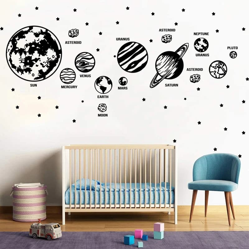 Autocollant Mural de Grandes Communautés ètes, Système Solaire, Espace, Étoile, Astronomie, Chambre d'Enfant et de Bébé, Salle de Jeux
